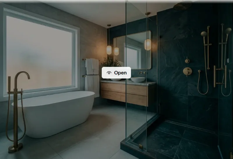Newly renovated modern bathroom in Malta with walk-in glass shower and porcelain tiles